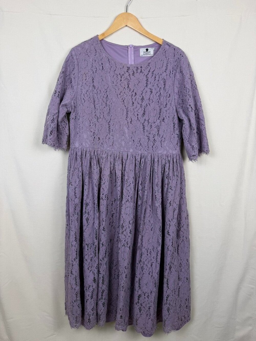 Dainty Jewells Lavender Floral Lace Modest Midi Dress Pastel Purple XXXL 3XL